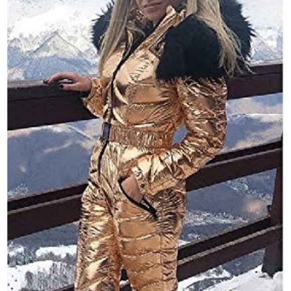 Jackets & Blazers - Snow Suit Gold Metallic NWT Women Ski Suit